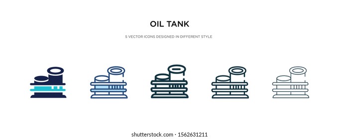 oil tank icon in different style vector illustration. two colored and black oil tank vector icons designed in filled, outline, line and stroke style can be used for web, mobile, ui