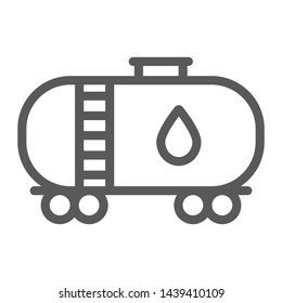 Oil tank line icon, industy and container, fuel train sign, vector graphics, a linear pattern on a white background, eps 10.