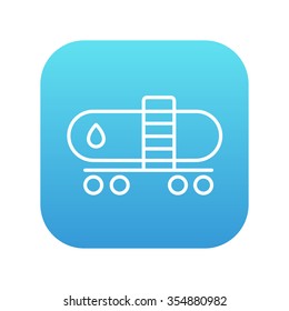 Icono de la línea del tanque de petróleo para web, móviles e infografías. Icono de blanco vector en el cuadrado de gradiente azul con esquinas redondeadas aisladas en fondo blanco.