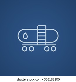 Oil tank line icon for web, mobile and infographics. Vector light blue icon isolated on blue background.