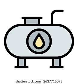 Oil tank platform icon flat line style illustration representing offshore storage and energy infrastructure, suitable for oil and gas, industrial, and environmental projects
