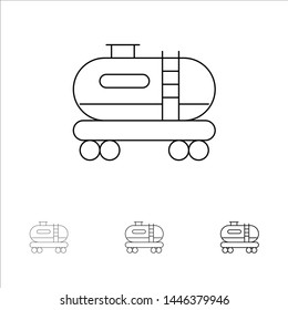 Oil, Tank, Pollution Bold and thin black line icon set
