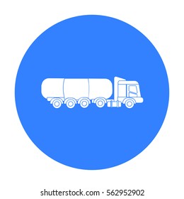 Oil tank trucker icon in black style isolated on white background. Oil industry symbol stock vector illustration.