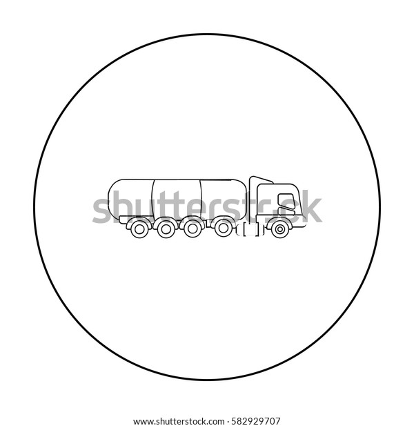 Oil tank\
trucker icon in outline style isolated on white background. Oil\
industry symbol stock vector\
illustration.