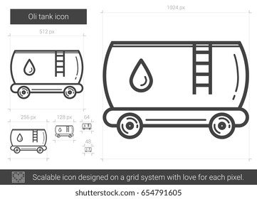 Öltank, Vektorsymbol einzeln auf weißem Hintergrund. Öltankliniensymbol für Infografik, Website oder App. Skalierbares Symbol, das auf einem Gittersystem entworfen wurde.