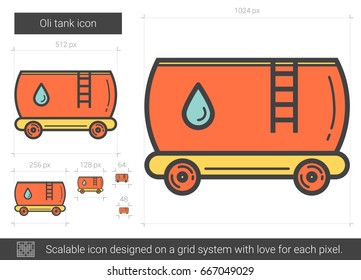 Oil tank vector line icon isolated on white background. Oil tank line icon for infographic, website or app. Scalable icon designed on a grid system.