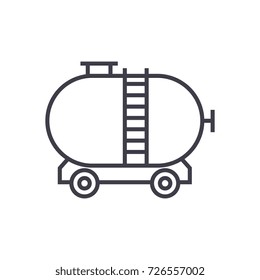 oil tank vector line icon, sign, illustration on background, editable strokes