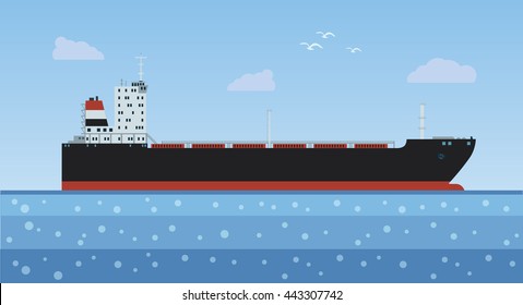 Oil Tanker Cargo Into Sea Vector Stock Vector (royalty Free) 443307742 