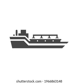 Oil Tanker Icon Black and White Vector Graphic