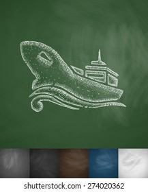 oil tanker icon. Hand drawn vector illustration. Chalkboard Design