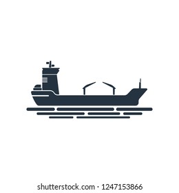 Oil Tanker Isolated Icon On White Background, Oil Industry