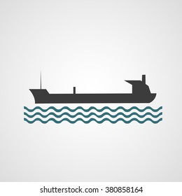 Oil Tanker, Logistics Ship Icon (vector)