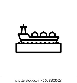oil tanker outline icon, oil ship black line illustration.