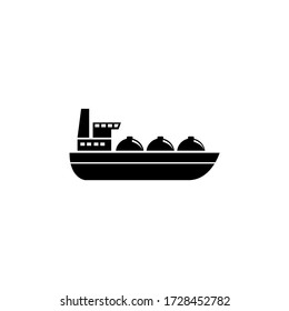 Oil tanker Ship, Gas Boat Transportation. Flat Vector Icon illustration. Simple black symbol on white background. Oil tanker Ship, Gas Transportation sign design template for web and mobile UI element