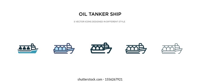 oil tanker ship icon in different style vector illustration. two colored and black oil tanker ship vector icons designed in filled, outline, line and stroke style can be used for web, mobile, ui