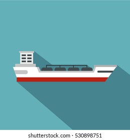 Oil tanker ship icon. Flat illustration of oil tanker ship vector icon for web isolated on baby blue background