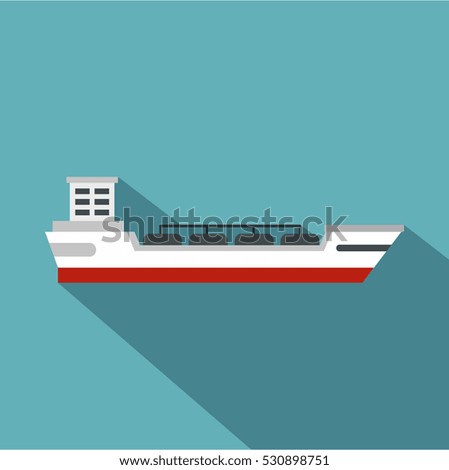 Oil tanker ship icon. Flat illustration of oil tanker ship vector icon for web isolated on baby blue background