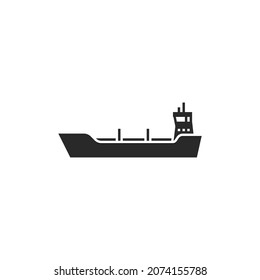 Oil tanker ship icon. fuel transportation and sea freight symbol. isolated vector image