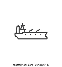 Oil tanker ship line icon. linear style sign for mobile concept and web design. Petrol tanker ship outline vector icon. Symbol, logo illustration. Vector graphics
