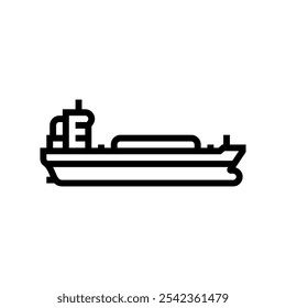 vetor de ícone de linha de navio petroleiro. sinal de navio petroleiro. símbolo de contorno isolado ilustração preta