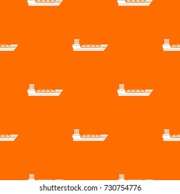 Oil tanker ship pattern repeat seamless in orange color for any design. Vector geometric illustration