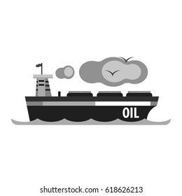 Oil tanker ship. Production and transportation of oil and oil products. Flat vector illustration