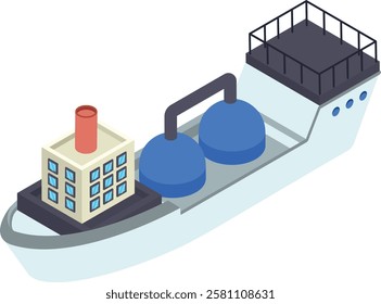 Oil Tanker Ship Sails Across the Ocean isometric Concept, Very Large Crude Carrier Vector color Icon Design, Oil and Gas industry Symbol, Petroleum and gasoline Sign, Service and supply illustration