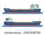 Oil Tanker Ship Vector Illustration. Fully Editable Elements Easy to Edit and Customize.	
