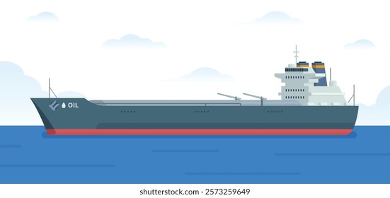 Oil Tanker Ship Vector Illustration. Fully Editable Element. Easy to Edit and Customize	