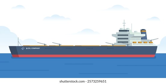 Oil Tanker Ship Vector Illustration. Fully Editable Element. Easy to Edit and Customize	