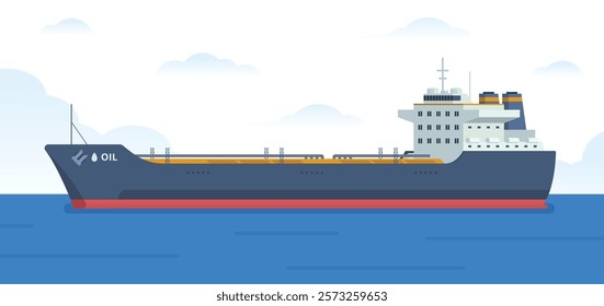 Oil Tanker Ship Vector Illustration. Fully Editable Element. Easy to Edit and Customize	