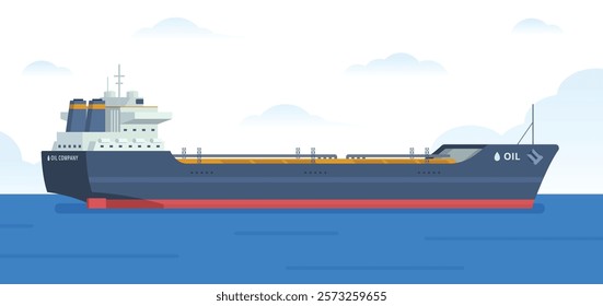 Oil Tanker Ship Vector Illustration. Fully Editable Element. Easy to Edit and Customize	