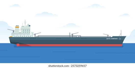 Oil Tanker Ship Vector Illustration. Fully Editable Element. Easy to Edit and Customize	