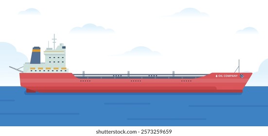 Oil Tanker Ship Vector Illustration. Fully Editable Element. Easy to Edit and Customize	