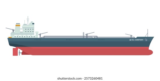 Oil Tanker Ship Vector Illustration. Fully Editable Element. Object Isolated on White Background. Easy to Edit and Customize	