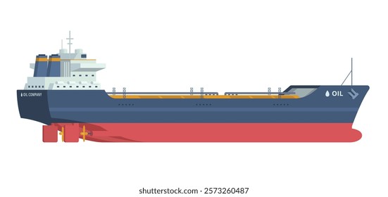 Oil Tanker Ship Vector Illustration. Fully Editable Element. Object Isolated on White Background. Easy to Edit and Customize	