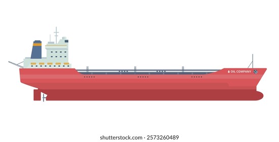 Oil Tanker Ship Vector Illustration. Fully Editable Element. Object Isolated on White Background. Easy to Edit and Customize	