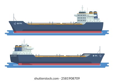 Oil Tanker Ship Vector Illustration. Fully Editable Elements Easy to Edit and Customize.	