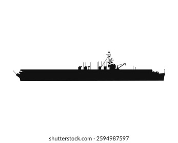 Oil tanker silhouette. Flat icon. Design graphic element. Vector illustration. Isolated on white background