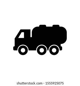 Oil Tanker Truck Icon In Black Color