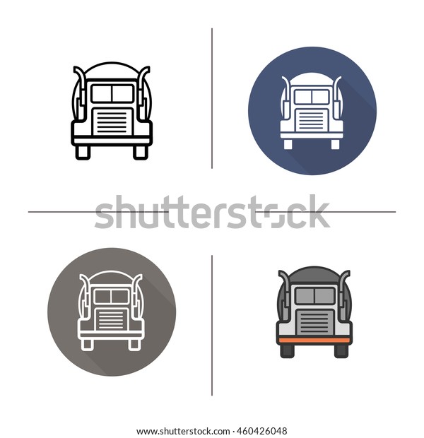 Oil tanker truck icon. Flat design,\
linear and color styles. Isolated vector\
illustrations