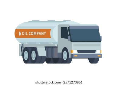 Oil Tanker Truck Vector Illustration. Fully Editable and Scalable Design