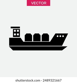 Icono de Vector de petrolero. ilustración simple plana negra sobre fondo blanco..eps