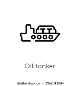 oil tanker vector line icon. Simple element illustration. oil tanker outline icon from industry concept. Can be used for web and mobile