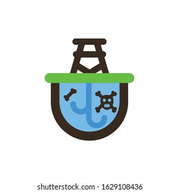 Oil tower over water design, Fracking industry fuel technology power industrial production and petroleum theme Vector illustration