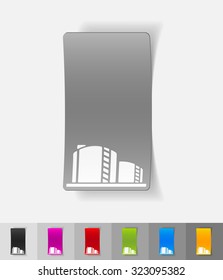 oil towers paper sticker with shadow. Vector illustration