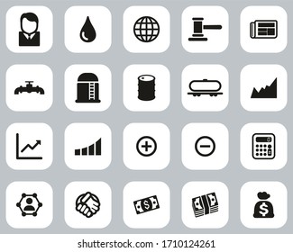 Oil Trade Icons Black & White Flat Design Set Big