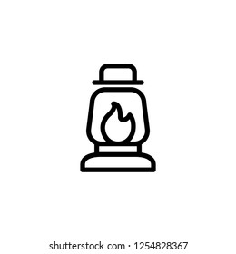 Oil traditional lamp, vector icon in line, outline, flat style