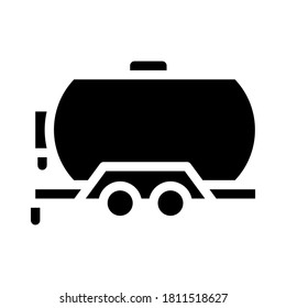 oil trailer glyph icon vector. oil trailer sign. isolated contour symbol black illustration