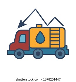 oil truck with arrow fill style vector illustration design